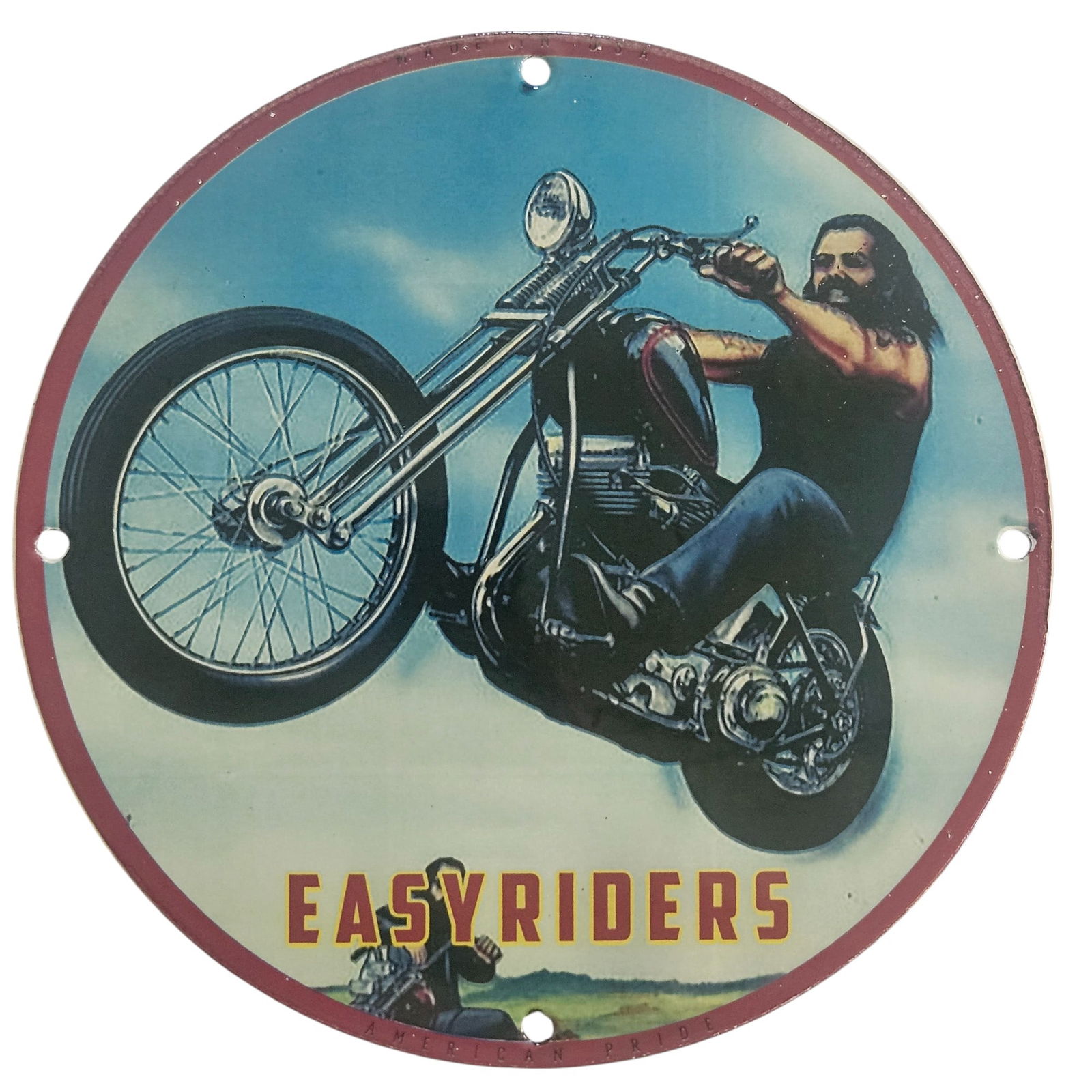 David Mann Inspired Motorcycle Collectible Porcelain Signs | 8" Easy Riders Art: Celebrate the freedom of the open road and the timeless spirit of motorcycling with our exclusive collection of David Mann-inspired porcelain signs. Measuring 8 inches in diameter, these stunning sign