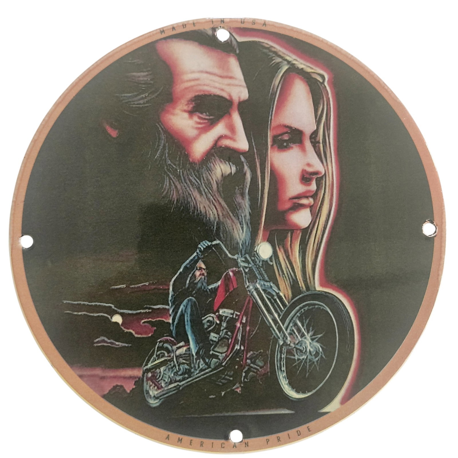 David Mann Inspired 8-Inch Porcelain Motorcycle Sign - Classic Road Artwork Collectible: Introducing our stunning 8-inch diameter porcelain sign inspired by the iconic artwork of David Mann, a legendary icon in motorcycle culture. Perfect for any motorcycle enthusiast or collector, this m