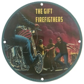 David Mann Inspired Motorcycle Collectible Porcelain Sign: The Gift Firefighters