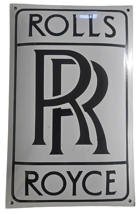 Vintage Rolls-Royce Porcelain Sign - Classic Automotive Collectible Decor 10"x16" (1 of 2)