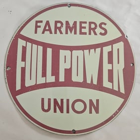Vintage Farmers Full Power Union Porcelain Sign - Iconic Agricultural Collectible