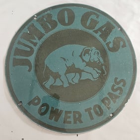 Vintage Jumro Gas Porcelain Sign: Power to Pass Motor Oil Collectible
