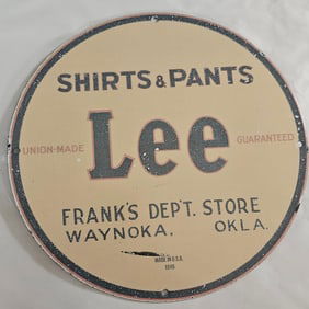 Vintage Lee Porcelain Sign from Franks Dept. Store - Union-Made Collectible