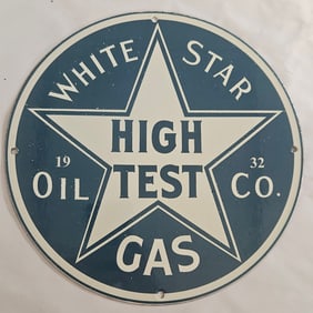 Vintage White Star High Test Oil Gas Porcelain Sign - Classic Memorabilia for Collectors