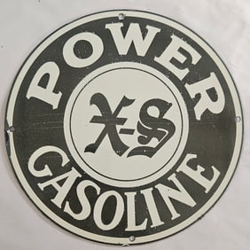 Vintage Porcelain Power Gasoline Sign for Collectors and Enthusiasts