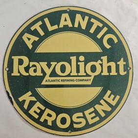 Vintage Atlantic Refining Company Porcelain Sign - Rayolight Kerosene Collectible