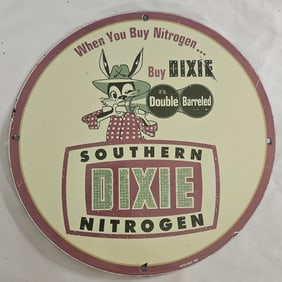 Vintage Southern Dixie Nitrogen Porcelain Sign - Collectible Advertising Memorabilia