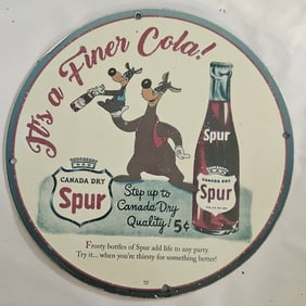 Vintage Canada Dry Spur Cola Porcelain Sign - Rare Collectible Advertising Art