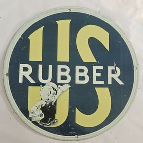 Vintage Porcelain Sign - Classic 111 RUBBER Advertising Sign Decor