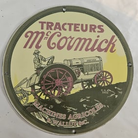 Vintage McCormick Porcelain Sign: Iconic Farming Equipment Advertisement