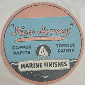 Vintage New Jersey Porcelain Sign: Copper Paints & Marine Finishes - Nautical Decor