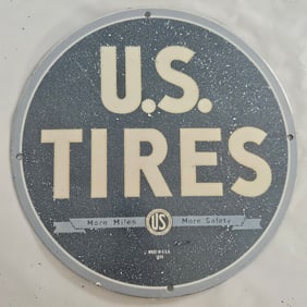 Vintage U.S. Tires Porcelain Sign - Nostalgic Auto Memorabilia for Bidding