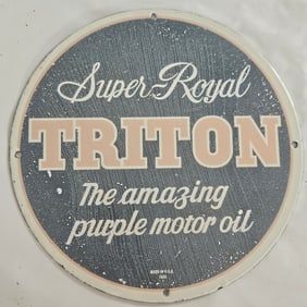 Vintage Porcelain Sign: Super Royal Triton - The Amazing Purple Motor Oil Collectible