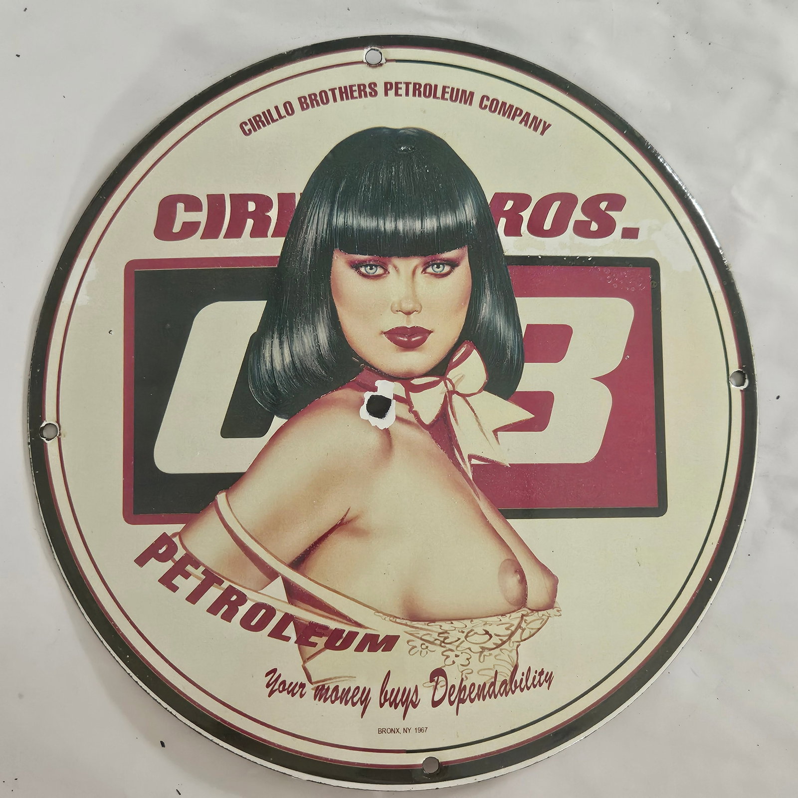 Vintage Circa 1950s Porcelain Sign - Cillo Brothers Petroleum Company Collectible: Explore the allure of vintage advertising with this exceptional porcelain sign from the Cillo Brothers Petroleum Company, dating back to the 1950s. This extraordinary piece of Americana showcases a st