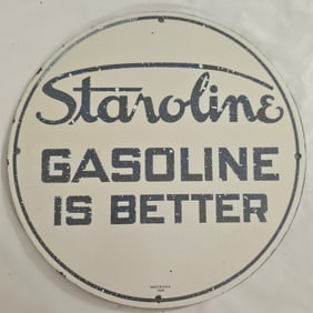 Vintage Stanoline Gasoline Porcelain Sign - 'Gasoline is Better' Retro Advertising