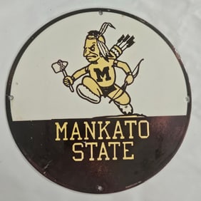 Vintage Mankato State University Porcelain Sign - Rare Collectible Decor