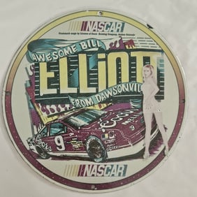 Vintage Awesome Bill Elliott NASCAR Porcelain Sign - Collectible Racing Memorabilia