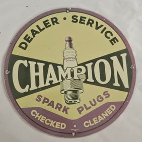 Vintage Champion Spark Plugs Porcelain Sign ? Great for Collectors and Automotive Enthusiasts