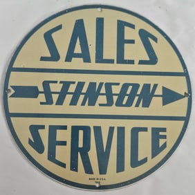 Vintage Stinson Sales and Service Porcelain Sign - Classic Automotive Advertising