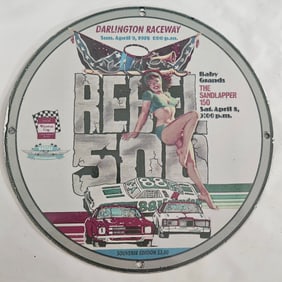 1978 Darlington Raceway Souvenir Porcelain Sign: Baby Grand Race Event Memorabilia