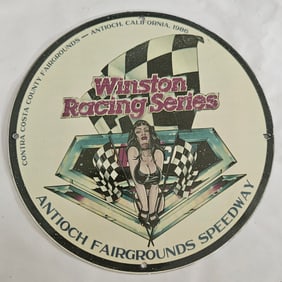 Vintage Winston Racing Series Porcelain Sign - Antioch Fairgrounds, 1966 Collector's Item