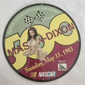 Vintage 1983 Dover International Speedway NASCAR Porcelain Sign - Rare Collectible