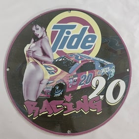 Vintage Tide Racing Porcelain Sign - Iconic NASCAR Memorabilia with Classic Design