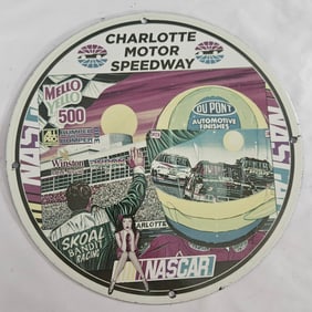 Vintage Charlotte Motor Speedway NASCAR Porcelain Sign - Mello Yello 500 D?cor