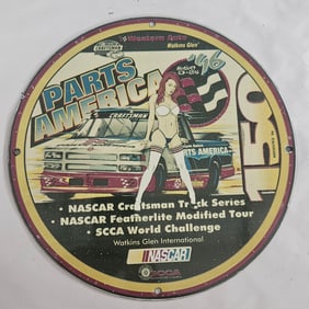 Vintage NASCAR Parts America Porcelain Sign ? Classic Collectible for Racing Enthusiasts