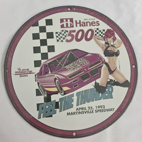 Vintage Hanes 500 Porcelain Sign - 1993 Martinsville Speedway Collectible