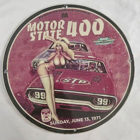 Vintage 1971 Michigan International Speedway Motor State 400 Porcelain Sign