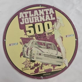 Atlanta Journal 500 Porcelain Sign: Vintage NASCAR Memorabilia from 1963