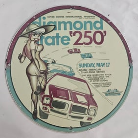 Rare Vintage Porcelain Diamond State 250 Racing Sign ? Dover Downs Speedway Collectible