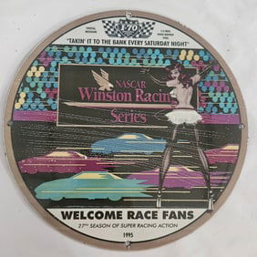 Vintage 1995 NASCAR Winston Racing Series Porcelain Sign ? Welcome Race Fans