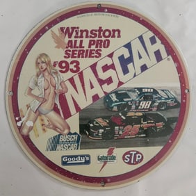 Rare 1993 Winston All Pro Series NASCAR Porcelain Sign - Vintage Racing Memorabilia