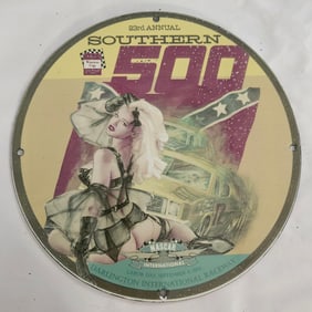 Rare 23rd Annual Southern 500 Porcelain Sign - Vintage NASCAR Collectible