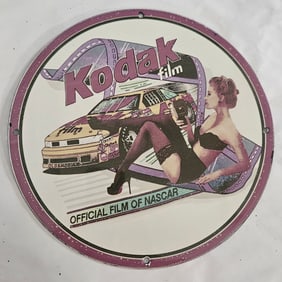 Vintage Kodak Porcelain Sign - Official Film of NASCAR - Collectible Memorabilia