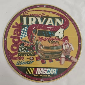 Vintage NASCAR Porcelain Sign: Ernie Irvan #4 Kodak Racing Collector's Item