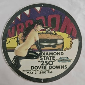 Vintage Porcelain Sign: Diamond State 250 Dover Downs Race Event