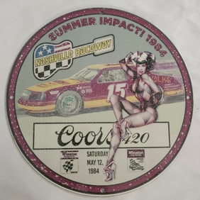 Vintage 1984 Nashville Raceway Porcelain Sign - Cools 420 Summer Impact Racing Memorabilia