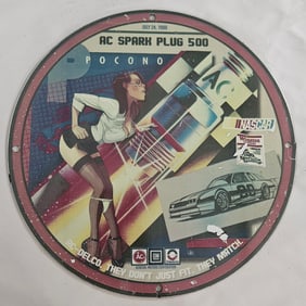 Vintage AC Spark Plug 500 Porcelain Sign - NASCAR Collectible - July 24, 1988
