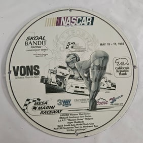 Rare NASCAR Porcelain Sign - Skoal Bandit Racing at Mesa Marin Raceway 1992