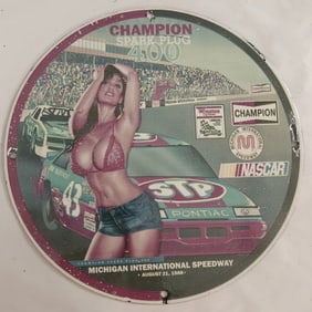 Vintage Champion Spark Plug 400 NASCAR Porcelain Sign - Michigan International Speedway