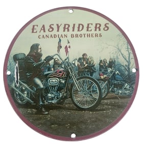 Authentic Easyriders Canadian Brothers Porcelain Sign - Vintage Motorcycle Decor
