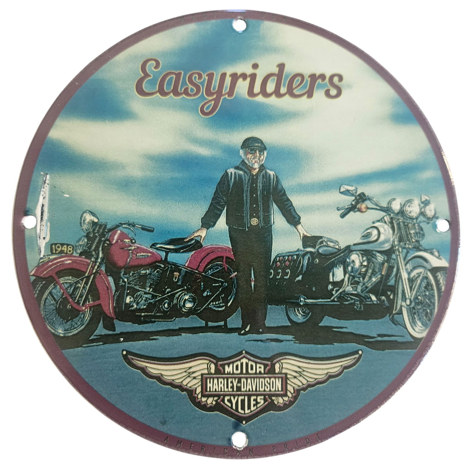 Vintage Harley-Davidson Easyriders Porcelain Sign ? Iconic American Motorcycle Art: Discover a stunning piece of motorcycle history with this Vintage Harley-Davidson Easyriders Porcelain Sign. Perfect for collectors, motorcycle enthusiasts, and those who appreciate classic Americana,
