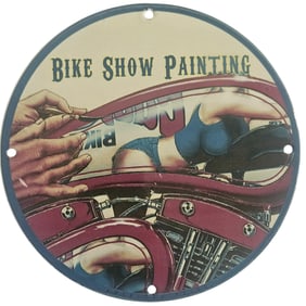 Vintage Bike Show Painting Porcelain Sign - Classic Motorcycle Aesthetic
