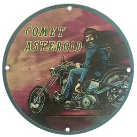 Vintage Comet Asteroid Porcelain Motorcycle Sign - Collectible Biker Decor