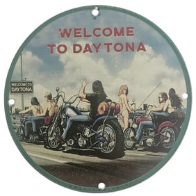 Vintage David Mann Design Heavy Rain Breakdown Porcelain Sign