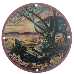 Vintage Motor Boys Club Porcelain Sign - Iconic Motorcycle Artwork for Collectors