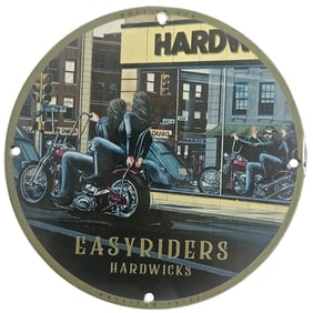 Authentic Easyriders Hardwicks Porcelain Motorcycle Sign - American Vintage Decor